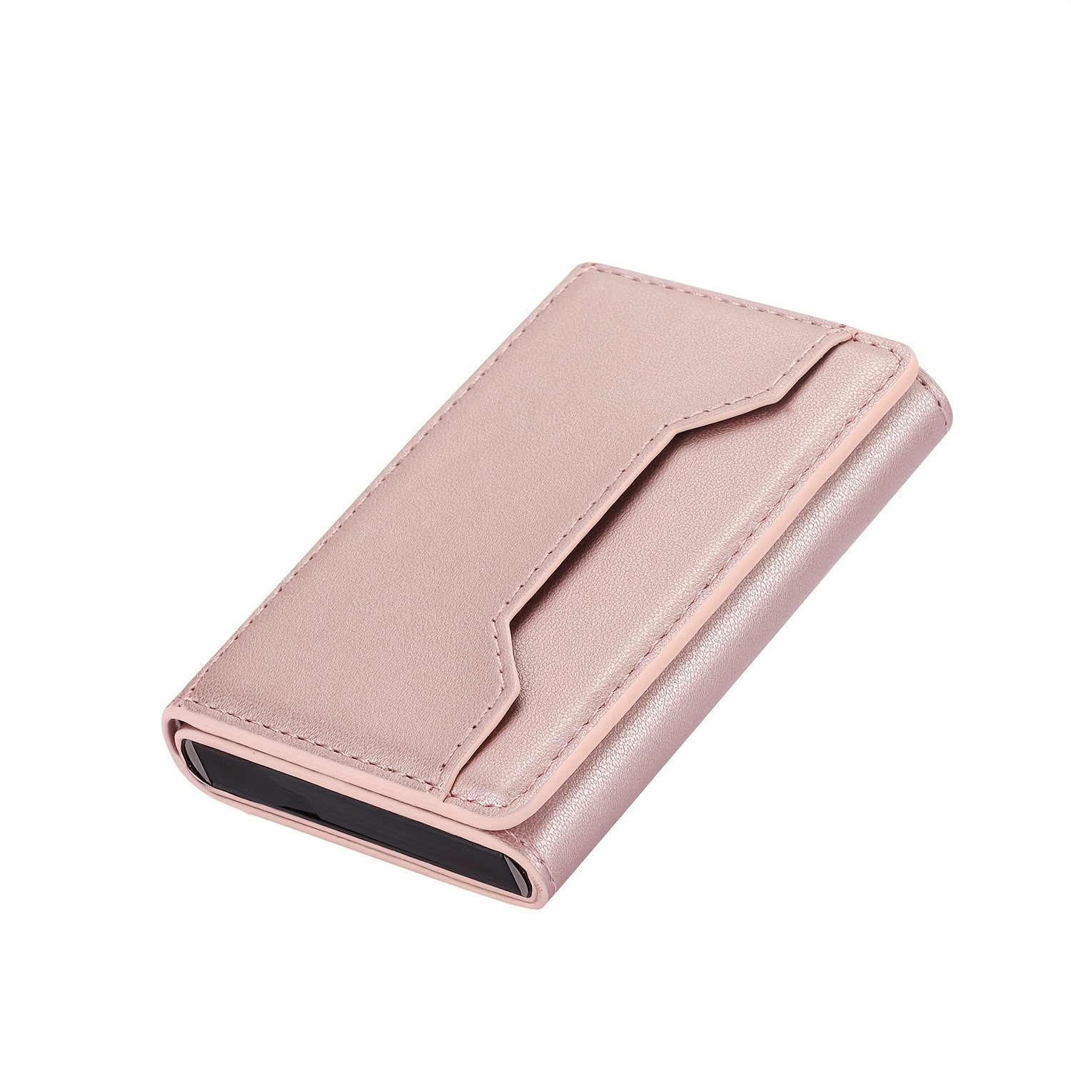 Image of Fashion Women' Pop-up Credit Card Holder Men's Flip Anti-theft Rfid Magnetic Faux Leather Aluminum Card Box Protect Your Card