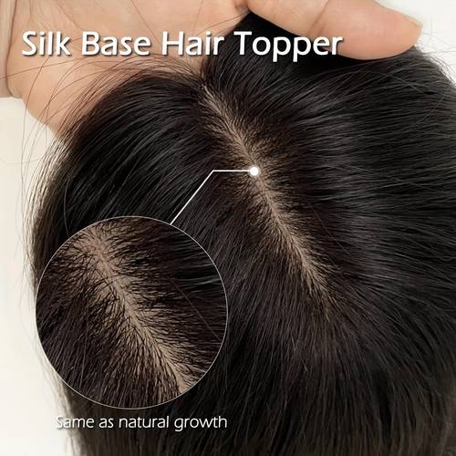 16 22 elegant long hair toupee suitable for women human hair toppers with clips hand tied straight hairpiece for thinning hair coverage scalp concealer replacement piece for covering bald