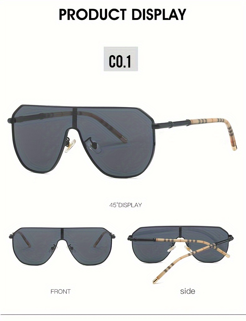 1pc Mens New Trendy Large Frame Sunglasses Unisex Cool Integrated Color  Film Sunglasses - Jewelry & Accessories - Temu