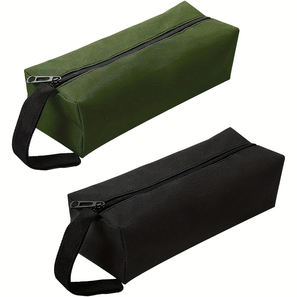 Image of 2pcs Multipurpose Zipper Small Tool Bag, Canvas Tool Bags Small Tool Pouch Tote Bags Tool Organizer Storage Bag For Screwdriver Tool (black And Green)