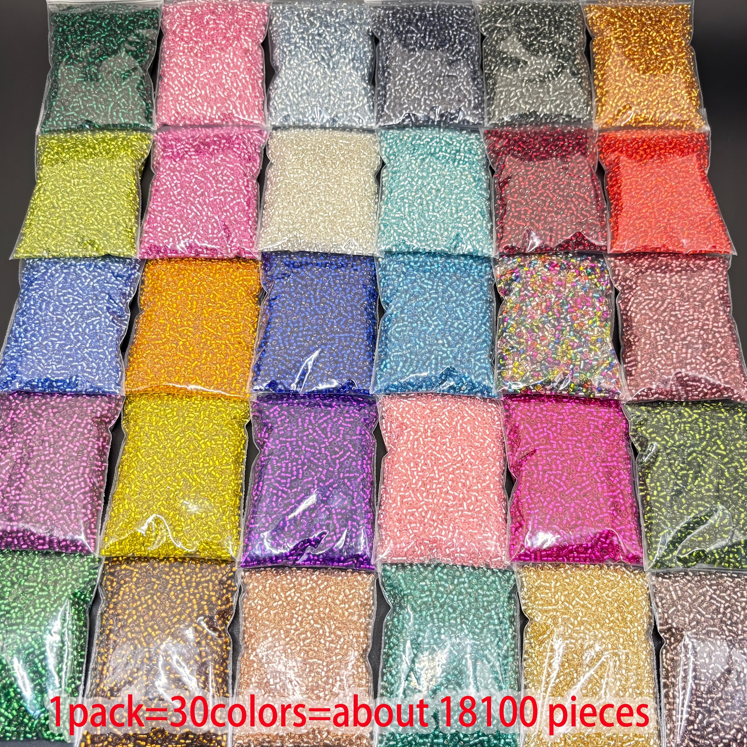 TEMU 18100 Perline di vetro argentate riempite mm, 30 combinazioni di colori, ideali per gioielli, braccialetti, collane, orecchini e decorazioni