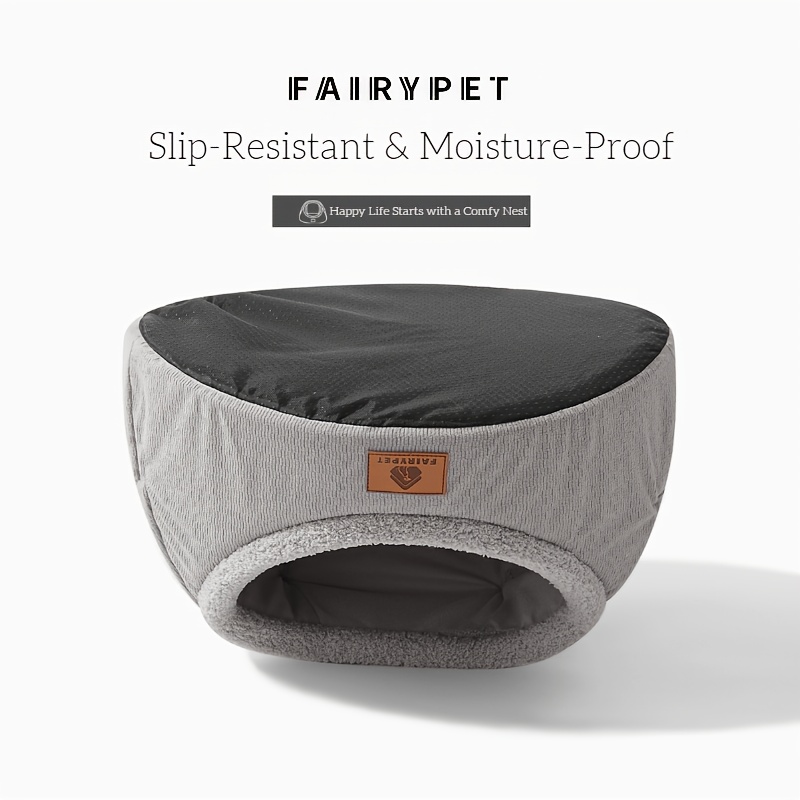 semi enclosed cat bed winter warm thickened padding removable and washable pet deep large space cat and dog bed for Product details 2