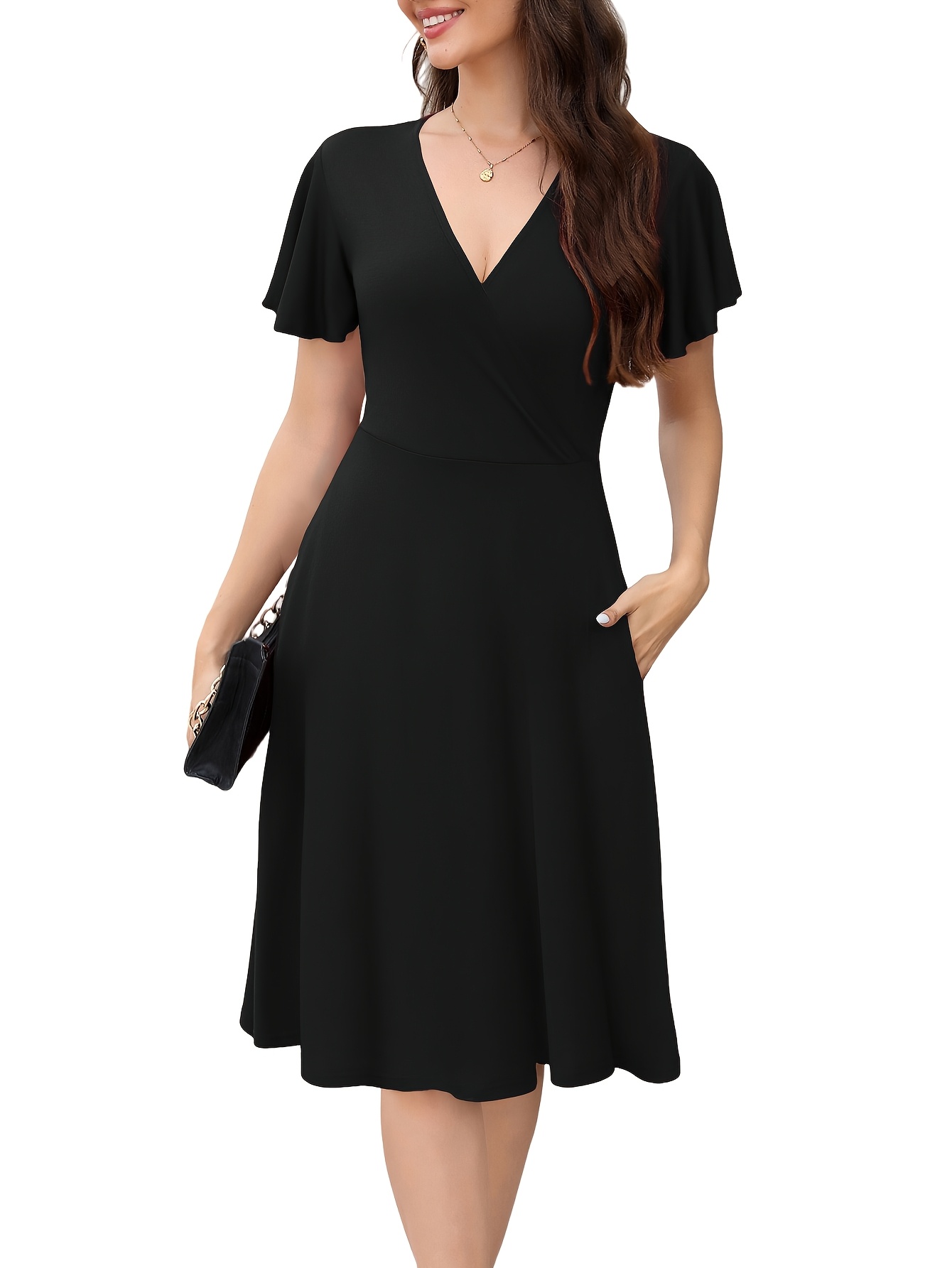 womens vest dress summer solid color short sleeve wrap dress - Temu  Mauritius