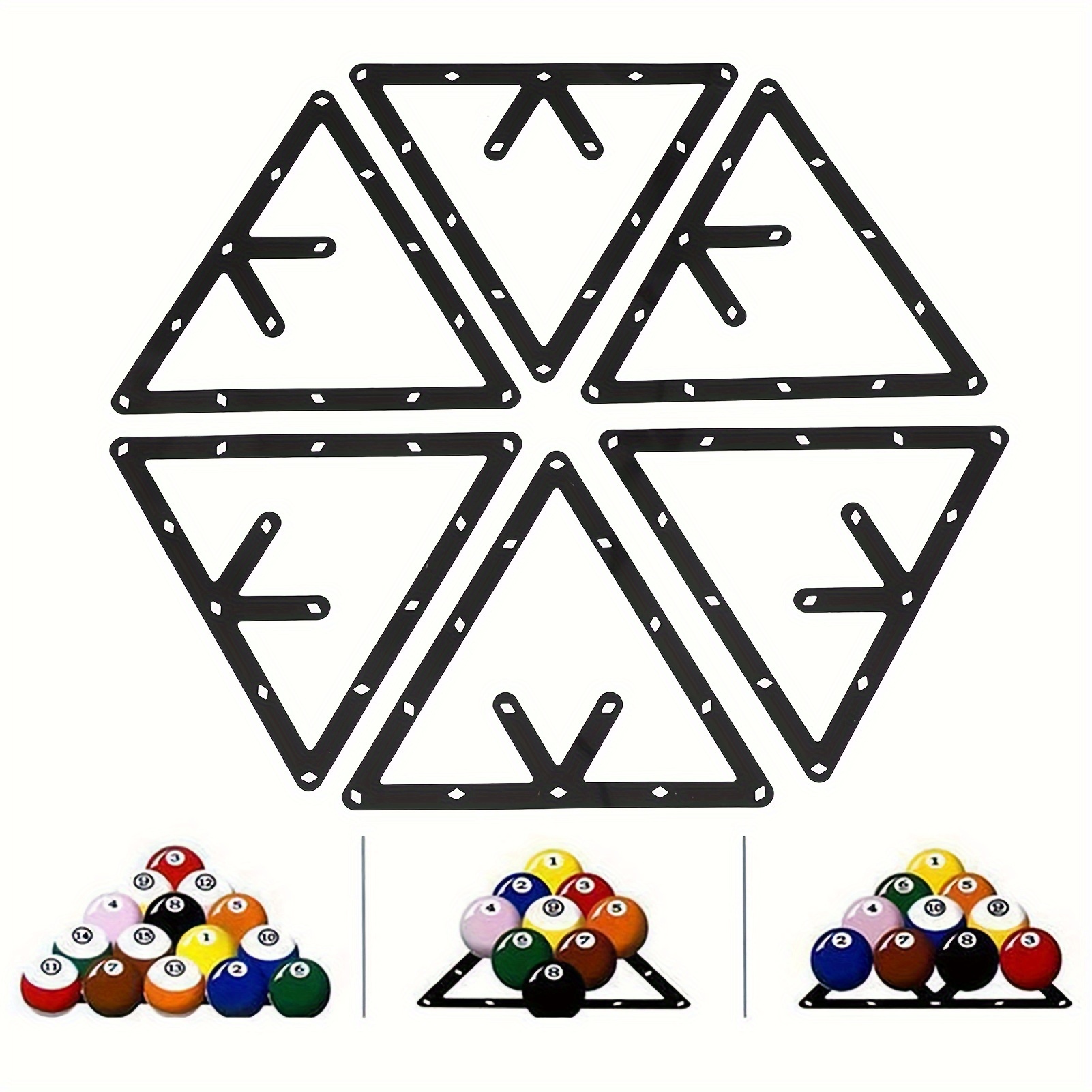 

6pcs/set Billiard Rack Black Triangle Ball Holder Positioning Billiard Table Pool Cue Accessory