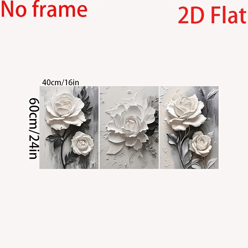 E-shop 2D Flach, 2D Flach, 2D Flach Stil, 3 Rahmenlose Leinwandposter, Schwarze und Blumen Leinwandgemälde, Leinwand Wandgemälde, Kunst Wandgemälde als