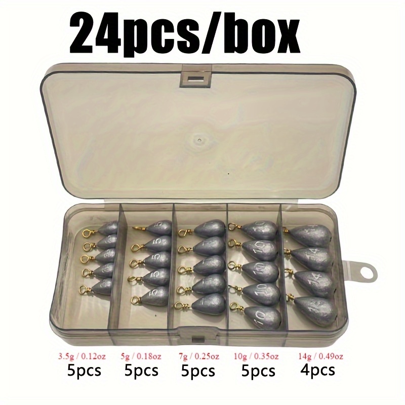13pcs/24pcs Teardrop-shaped Sinker With Ring Lead Lure Weight Lead Fishing Gear Additions