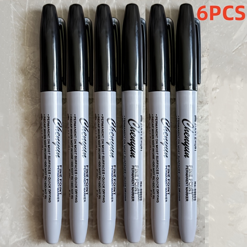 3 6pcs fine point permanent markers quick drying 1mm fine tip black ink for   art labeling suitable for professionals students gift wrapping durable permanent markers school supplies  