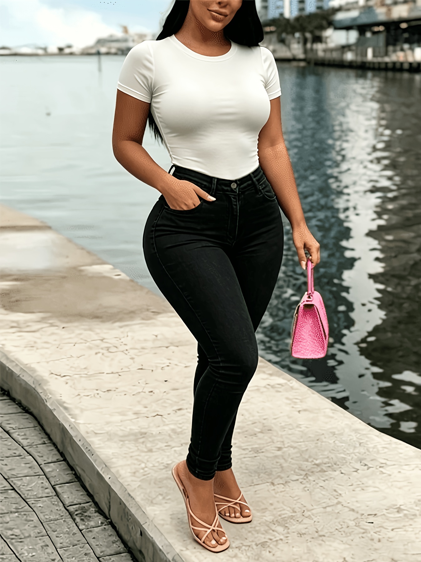 Plus-size Stretchy Women'S Skinny Jeans: Stylish And Casual, With A Butt-lifting And Tummy- Design. Available In Five Colors, Made From Comfortable Fabric With A High Waist And High Elasticity. Perfect For Curvy Women. Plus-size Women's