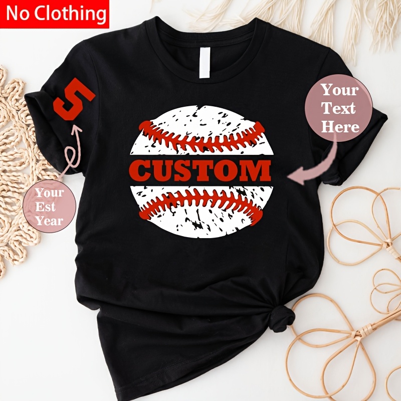 

Custom Baseball Jersey & Team Print Iron-on Transfer Decal - Personalized Lettering, Vinyl Heat Press Design For Diy T-shirts, Jeans, Masks, And Backpacks