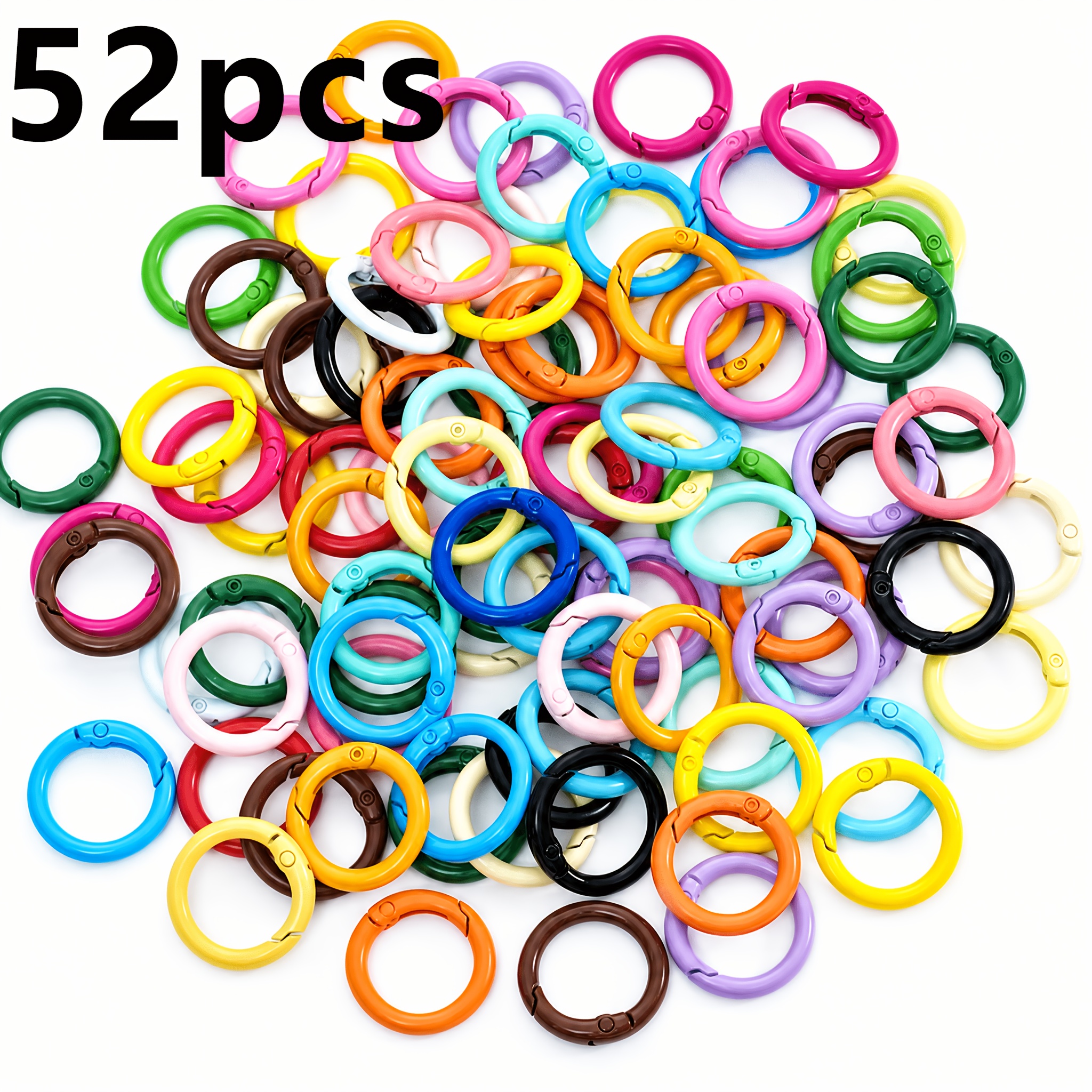 TEMU Lot de 52 porte-clés ronds de couleurs assorties, accessoires d'extension pour étiquettes de bagages, pinces marqueurs de clés pour animaux de