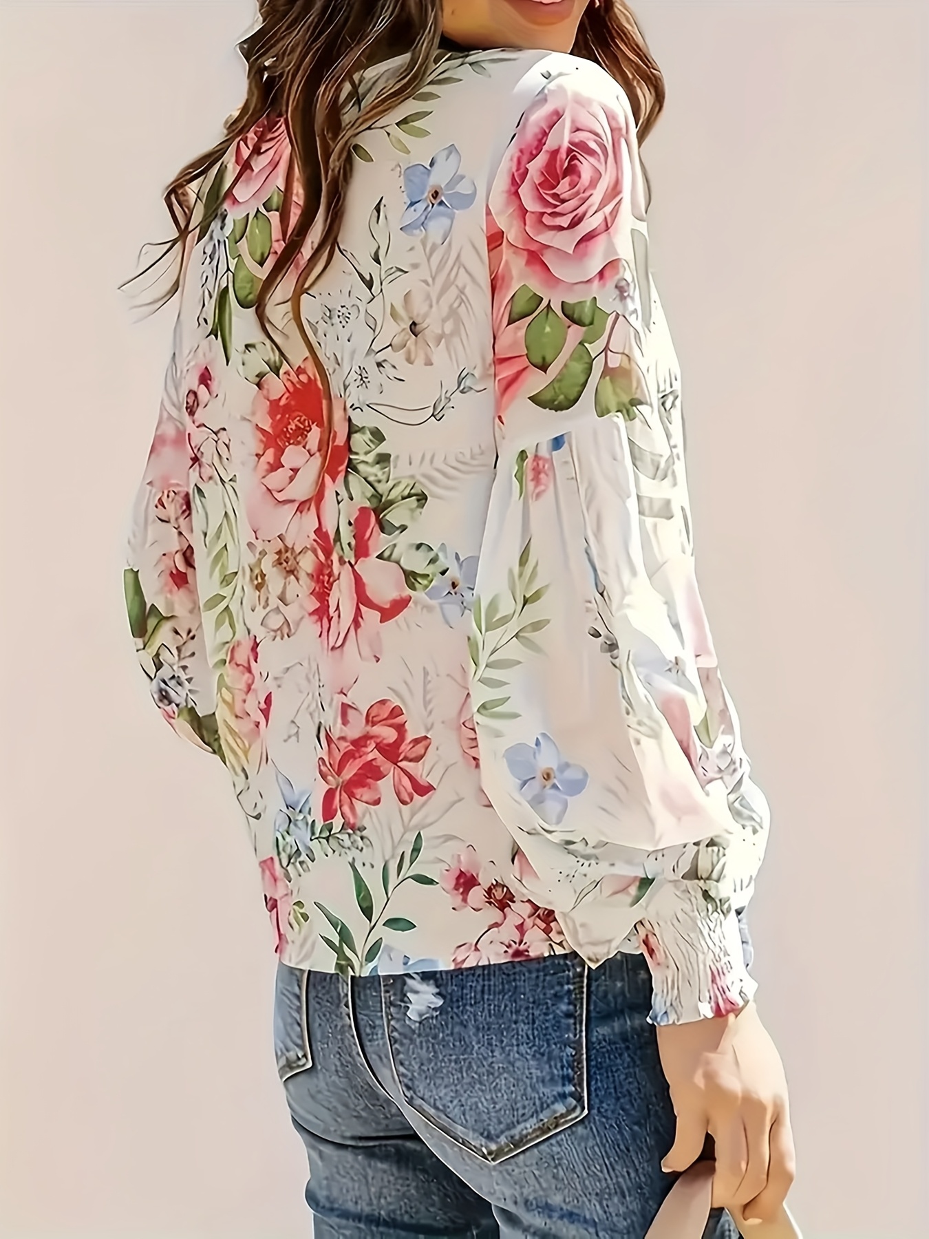 a   printed lantern sleeve shirt designed for a specific purpose mixed color 3