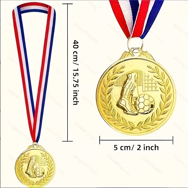 Image of 6 High-quality Alloy Football Medals, Equipped With Sturdy Cords - Suitable For Sports Events And Competitions