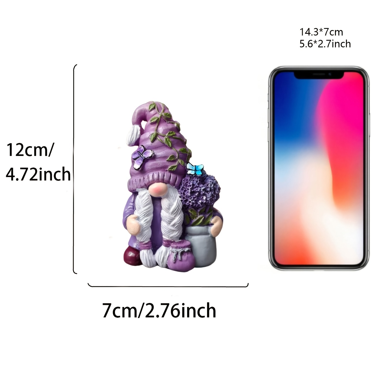 TEMU 1pc 1pcs Purple Gnome Figurine Statue - Resin Outdoor/ Garden Decor With Hydrangea & , Freestanding Ground Suitable For, Flower Bed, Porch,