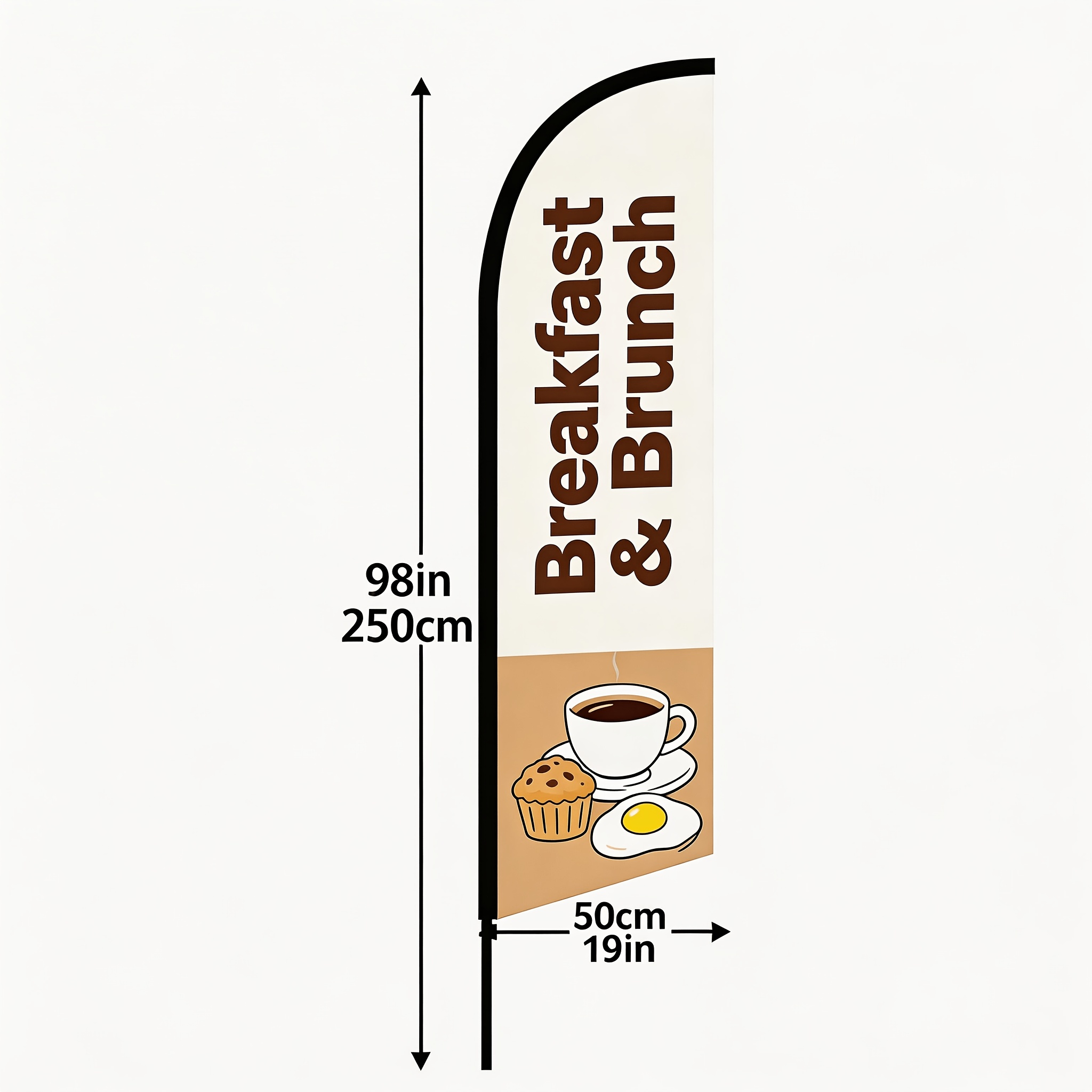 TEMU Breakfast & Brunch Themed Feather Flag, 6.5ft, Flag, Single-sided Polyester Fiber Display, Suitable For Breakfast Shops, Brunch Restaurants,
