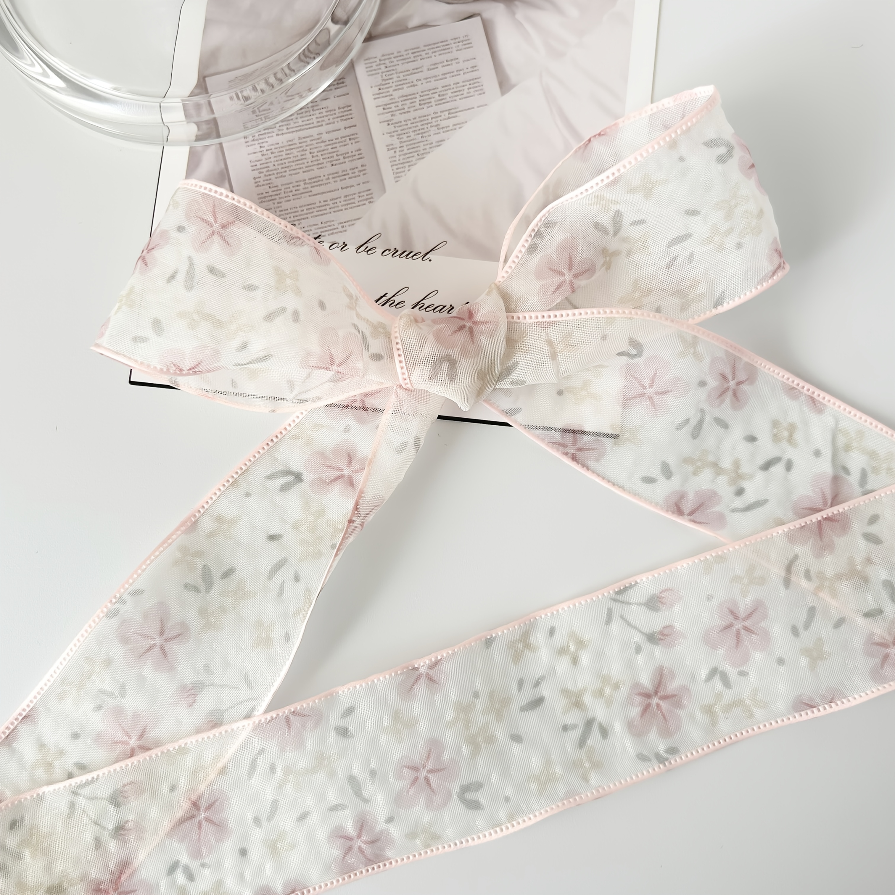 E-shop transparente Chiffonband-Rolle, geeignet für Hochzeitssträuße, DIY-Schleifen, Geschenkverpackung – handgemachte rosa Bandrollen mit