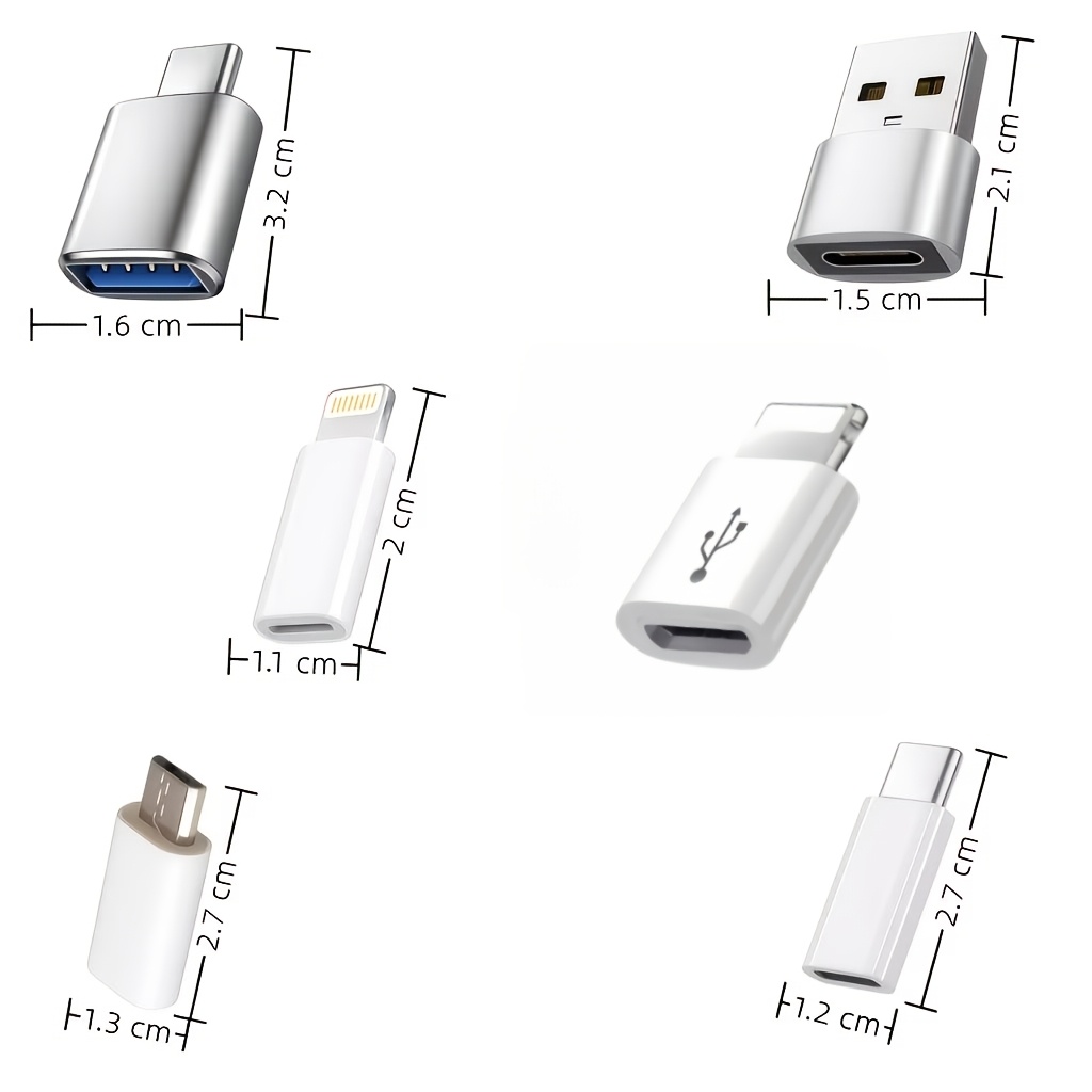 All-In-One USB-C Lightning Micro USB Charging Adapter Kit, 6/12pcs