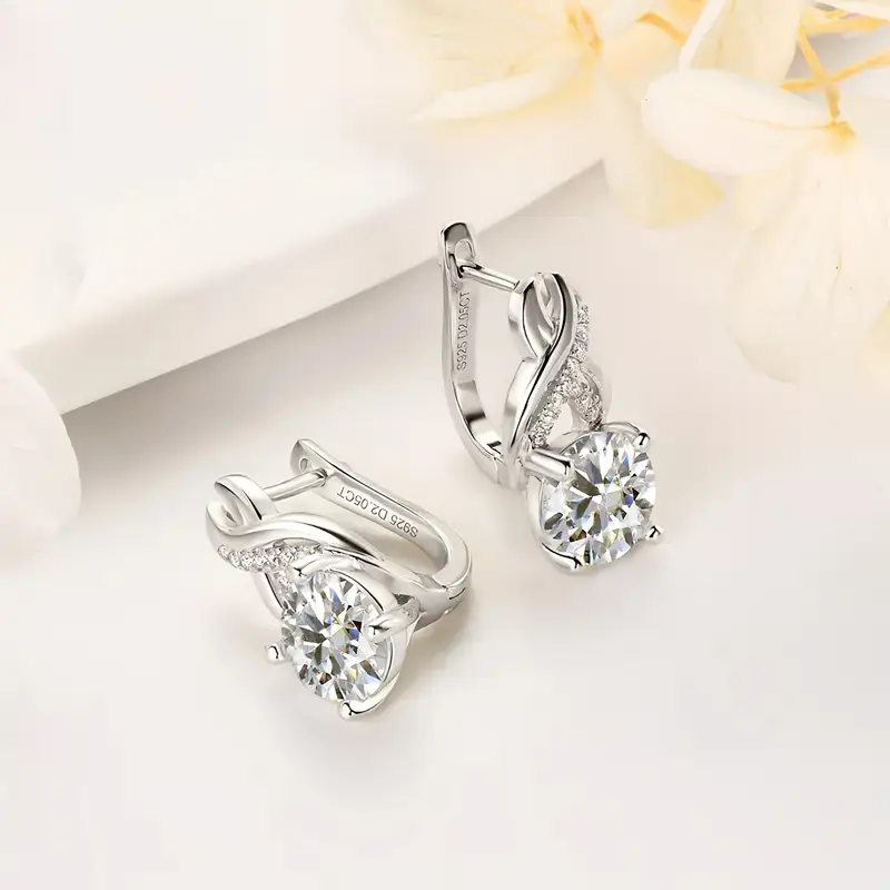 1 pair moissanite infinity element womens earrings 925 silvery 8mm round vvs1  moissanite earrings for wedding and party holiday gifts earrings for women jewelry gifts gift box Product details 3