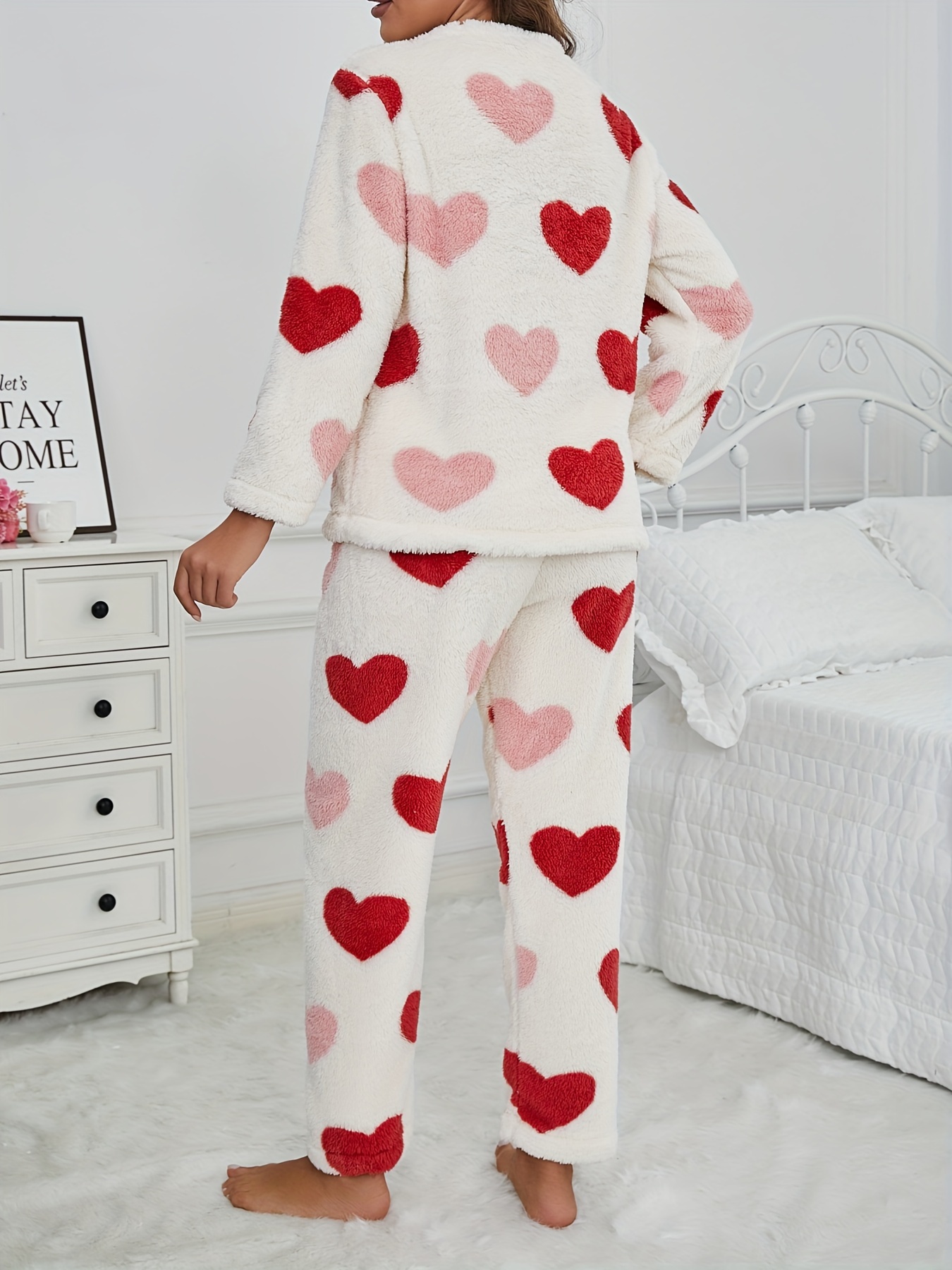 Doorknoop dames pyjama van zachte, blauwe flanel fleece 'soft stripes