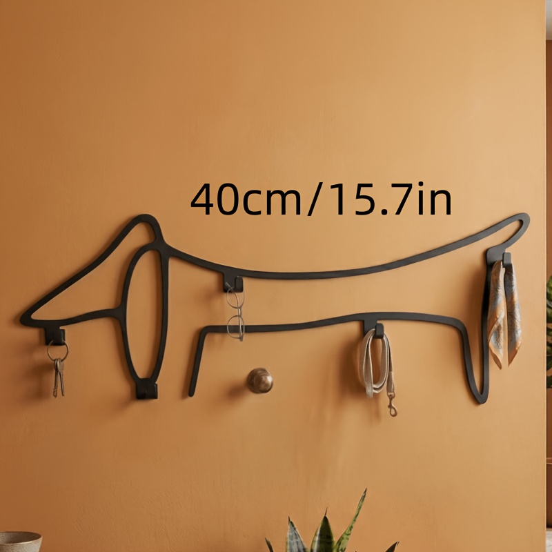TEMU 1pc Picasso-inspired Dachshund Metal Wall Holder, Mid-century Modern Coat Rack, Ornament, Home Decor, Scene Decoration, Themed Party Decor, Wall