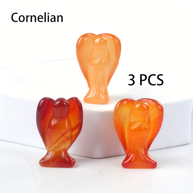 1/3pcs Red Agate Stone Guardian Statue Pocket Gemstone Decorative Polished Of Peace Statue
