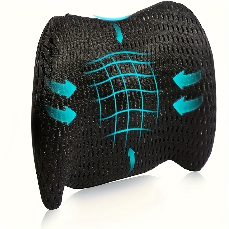 ergonomic lumbar support pillow with adjustable seat belt pillows for office chairs cars and beds black orthopedic design for spinal   chair pillow   pillow lumbar support pillow Product details 2