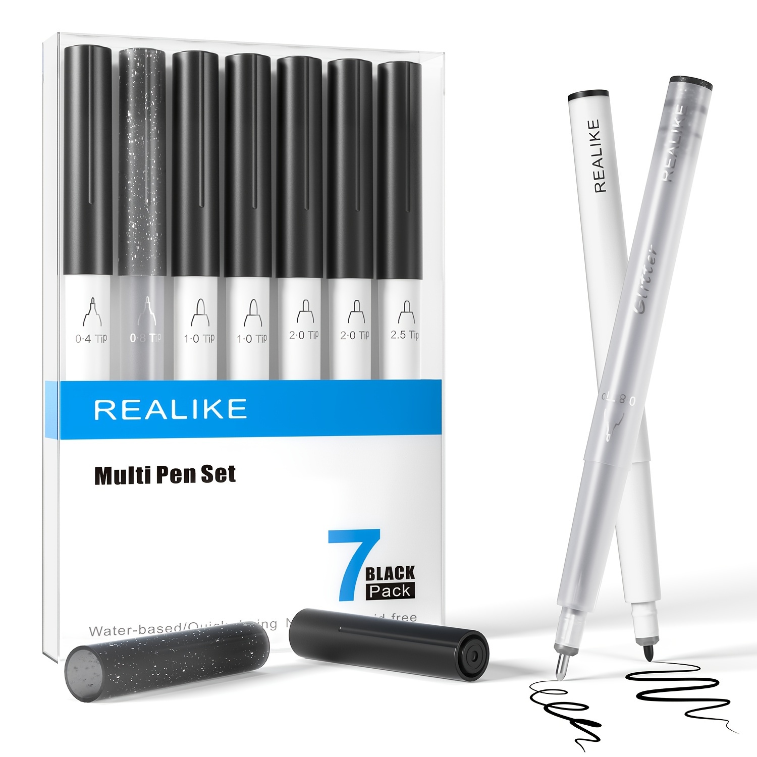 

Realike Black Pressure Line Pen, Suitable For Maker 3/maker/ 3/air 2/air, Black Pen Set Of 7pcs, Including Fine Tip Pen, Glitter Gel, Marker, Calligraphy And Painting Pen