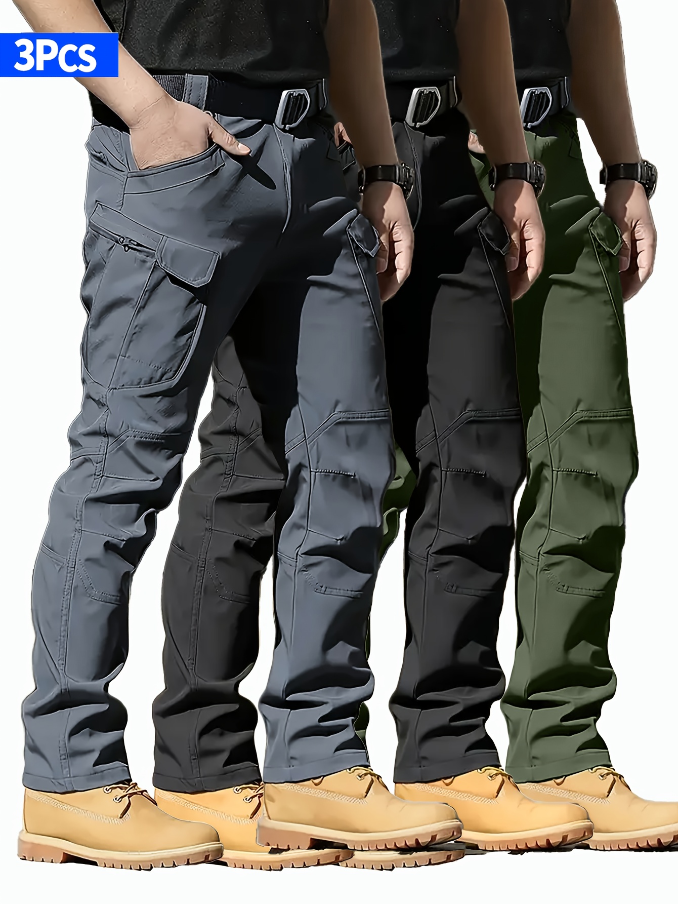 3PC Men's Tactical Cargo Pants Set for Spring/Autumn