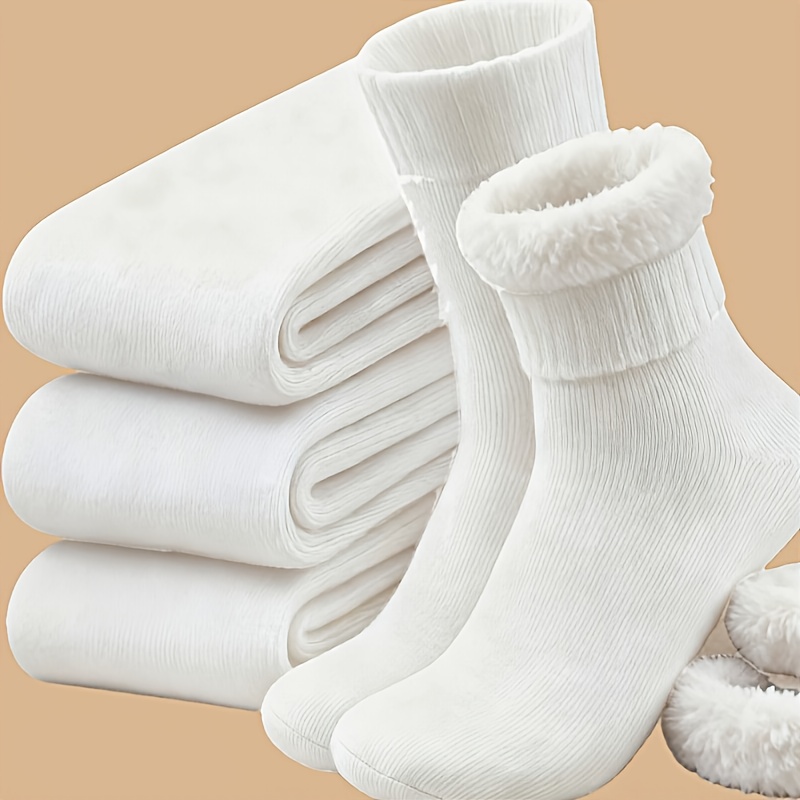 E-shop 4er-Pack Unisex Winter-Thermosocken – Dicke Outdoor-Wandersocken mit verstärkten Zehen Fersen, Mid-Calf-Winter-Socken mit zusätzlicher Futterung