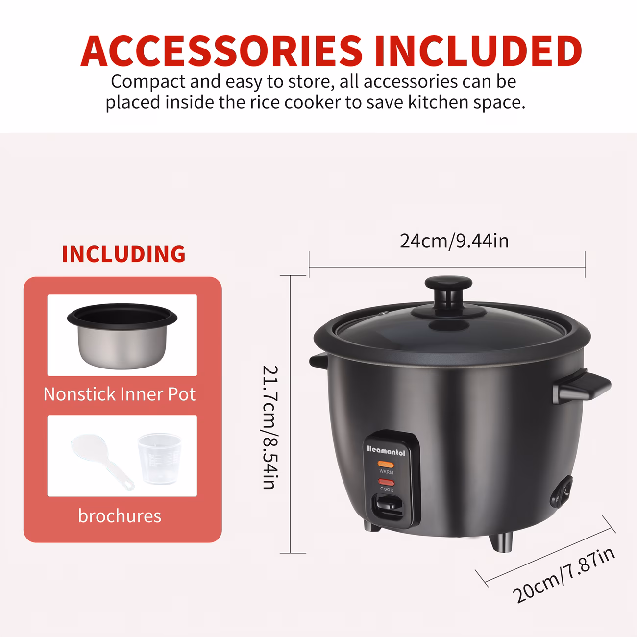 Rice Cooker with Removable Nonstick Pot, Yog...