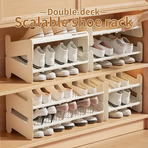 2/4 Layer Adjustable Shoe Rack, Stackable Shoe Organizer, Space-Saving Storage Shelf, White, Home and * Shoe Tower, Entryway Shoe Organization, Adjustable Shoe Rack, Space-Saving Shoe Organizer, Shoe Organizer Rack, Storage Corner Floor Shoe Rack, Entryway, *, Closet, Living Room, Garage, *.