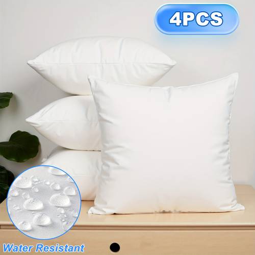 4pcs waterproof pillow insert outdoor indoor square pillow ultra fluffy cloud like quick rebound ideal for garden courtyard terrace decor sofa bed use multiple uses a must have for home outdoor decoration