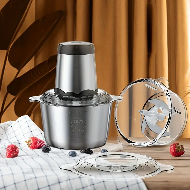 300w food processors for home and kitchen use meat grinder 4 bi level blades electric food chopper meat grinder for meat vegetable fruits nuts wit bi level blade 2 speed Product details 5