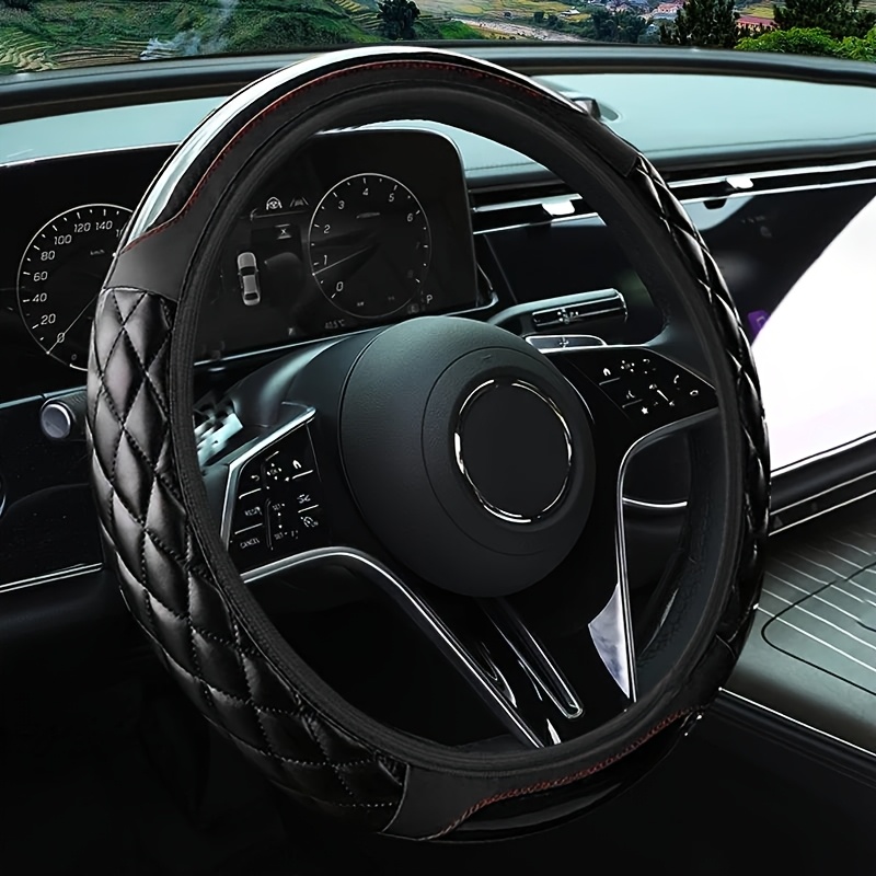 TEMU Car Pu Leather Soft Pu Leather Decorative Strip Steering Wheel Cover