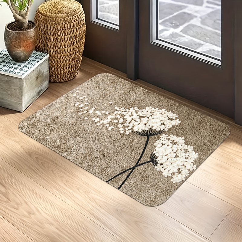 TEMU 1pc, Tapis de sol motif marguerites style facile - Tapis de pied imprimé en flanelle - Tapis épais de porte d'entrée - Convient pour , , - Tapis