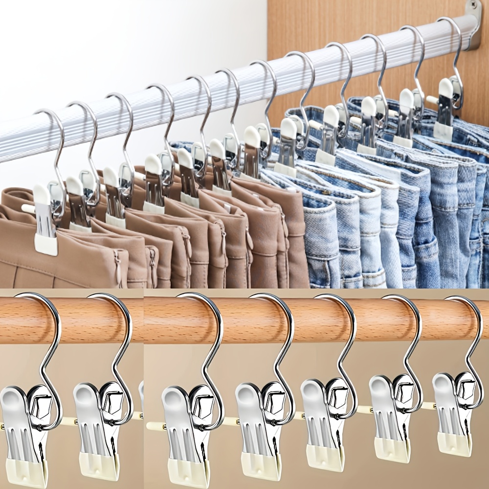 

40-pack Stainless Steel Clothes Hangers With Clips - Space Saving Single Clip Hangers For Pants, Skirts, And Jeans - Metal Clothespin Hangers For Organization