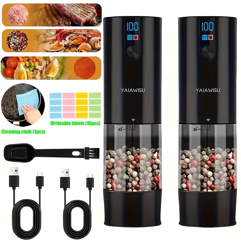   electric spice and coffee grinder with lcd display usb powered powerful   touch operation transparent grinding chamber compact portable design with ergonomic handle automatic grinding machine for kitchen   compatible with coffee beans spices herbs   seeds nuts durable plastic construction usb charging one click control lcd screen grinder for kitchen coffee bean grinder