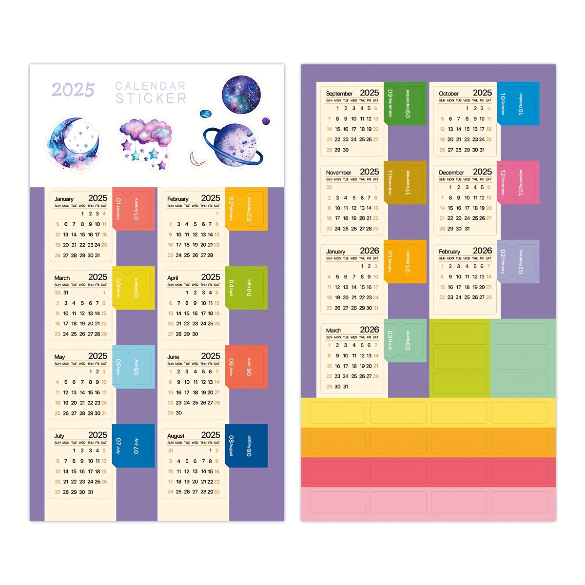 TEMU 2pcs - Adhesive Tabs For Organizing Calendars, Markers & Journaling, English , Office Supplies