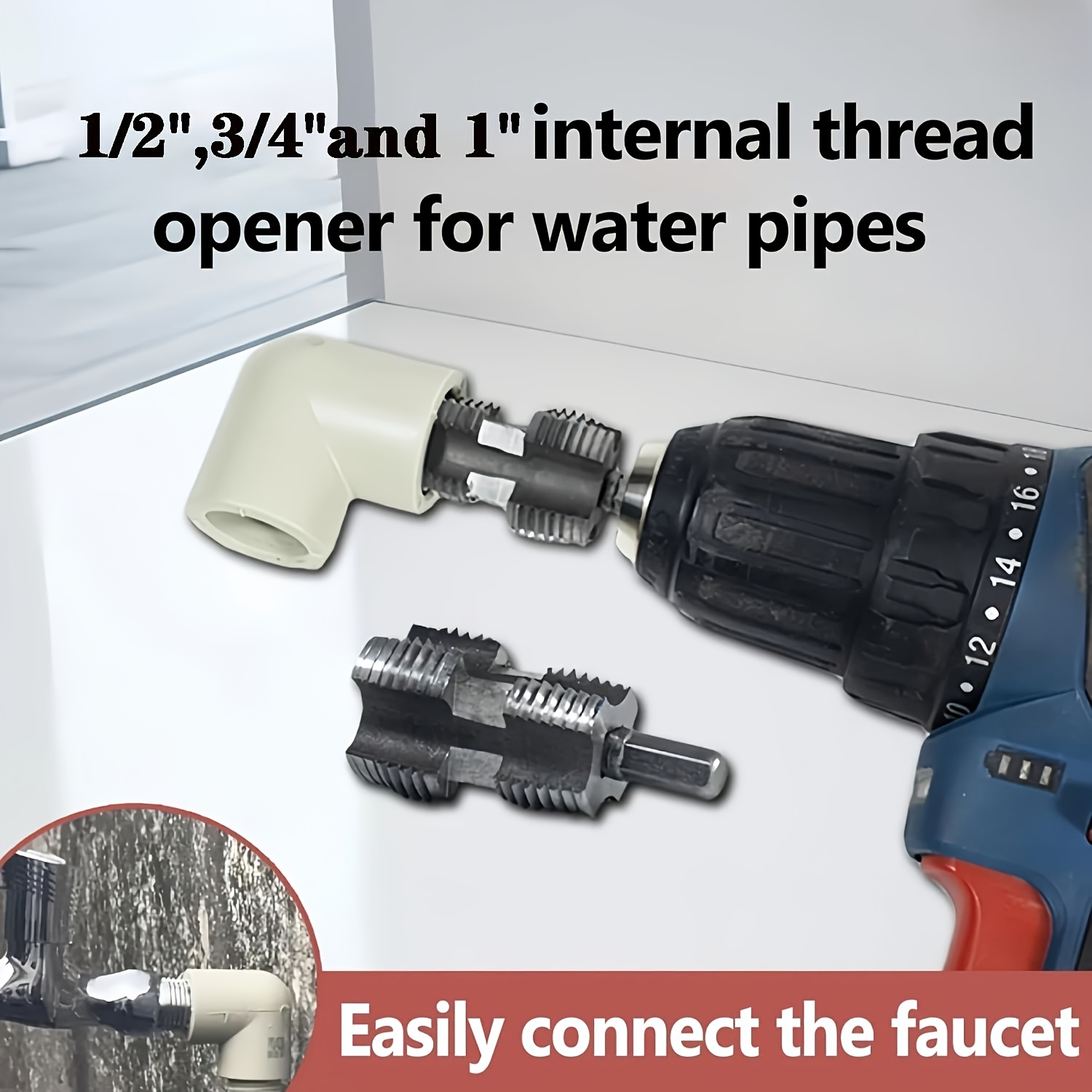 12pcs steel pipe threading tool set a kit with three dies external and internal designed for use with drill to create threads on pvc pipe this plastic pipe thread die kit is suitable for 1 2 inch 3 4 inch and 1 inch water pipe threads Product details 2