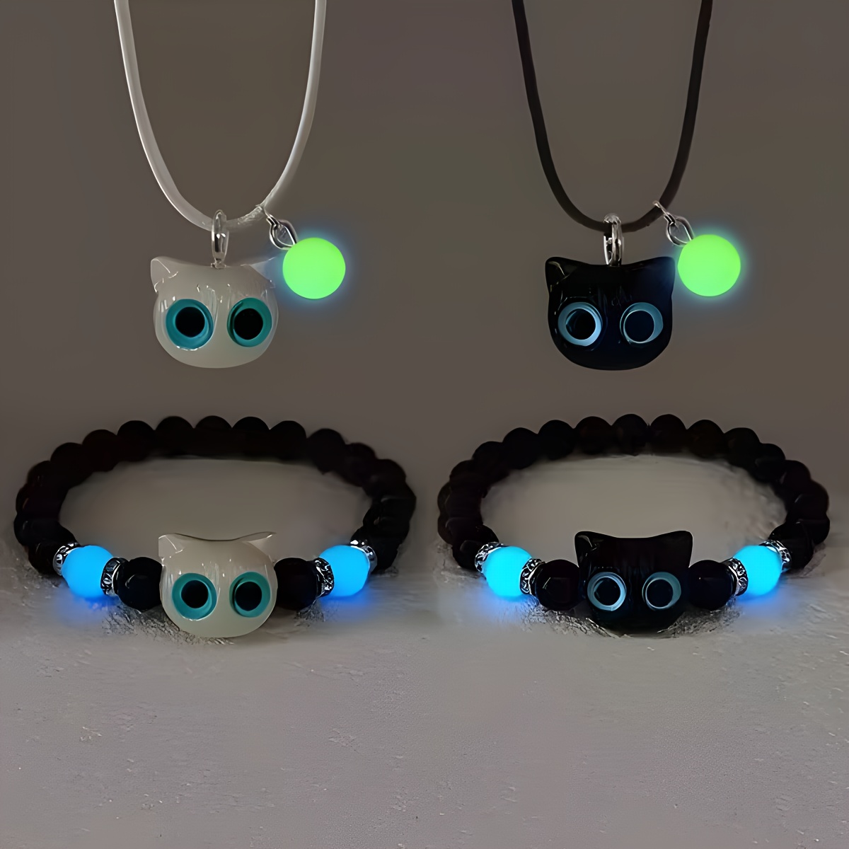 TEMU 4pcs Set Of -dark Handmade Chains And Necklaces With Cute , Gift For , Girlfriend, Couple Jewelry