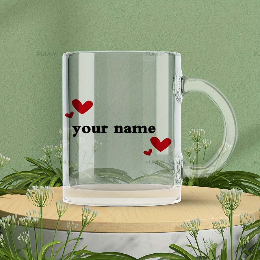 TEMU 11oz Custom Borosilicate Mugs - Personalized Coffee Mugs With Couples' Names. Couple Mugs, Suitable For Hot And Cold Drinks. Personalized Mug,