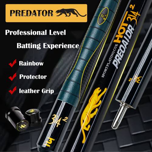 preoardr panther 3142 queue de billard en fibre de jaune 58 pouces, embout 12.75mm avec poignée en caoutchouc, adapté pour les de et , joint , chapeau protecteur - cadeau idéal pour la saint-valentin, thanksgiving, noël, halloween et an - équipement professionnel de billard, design élégant, pointe , construction durable, accessoire de salle de jeu, cadeaux sportifs pour joueurs de pool