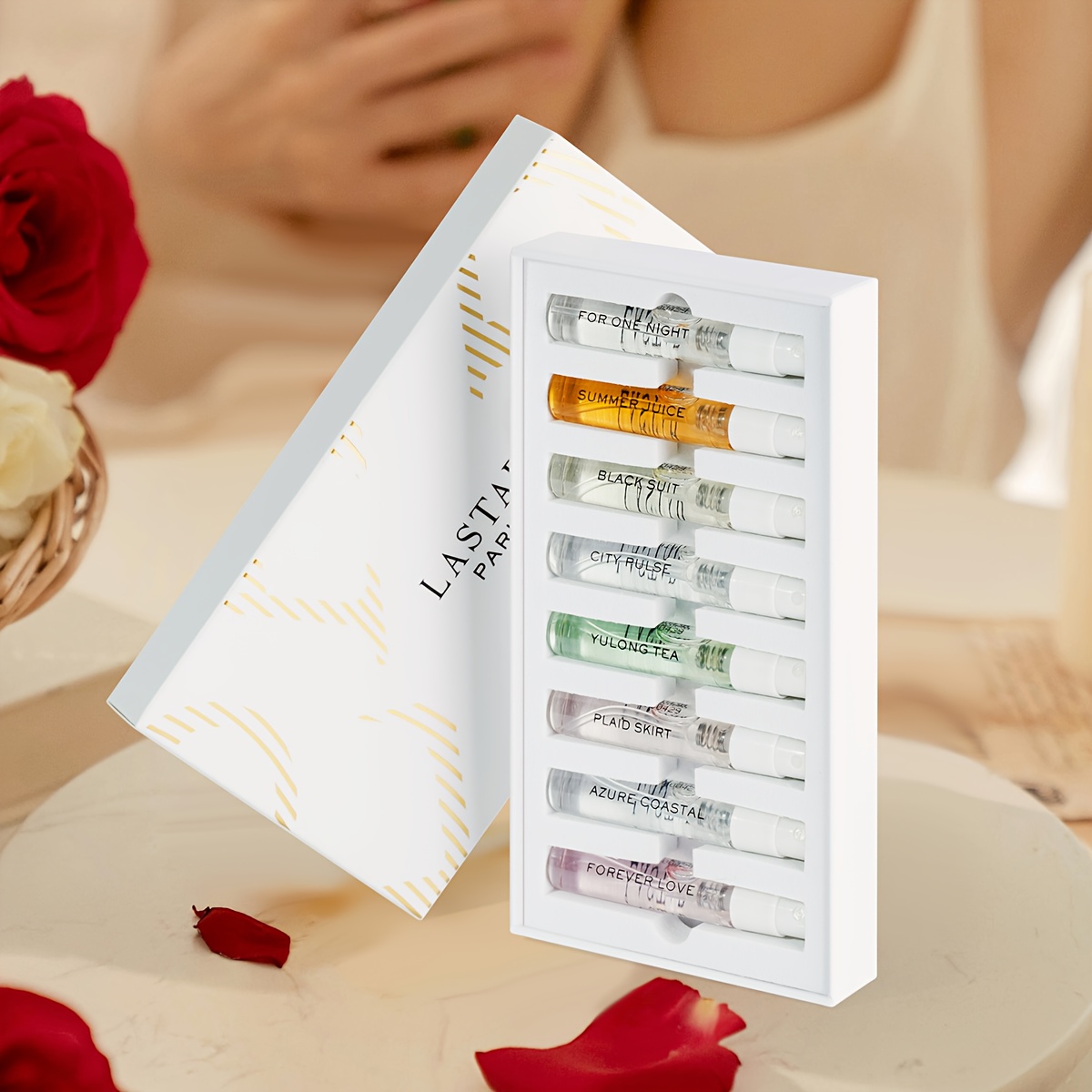 TEMU de Parfum LASTAR, 3ml * 8pcs de Vaporisateur de Parfum, Parfum Durable pour Femmes, Combinaison de Fragrances Boisées, Fruitées et Florales de