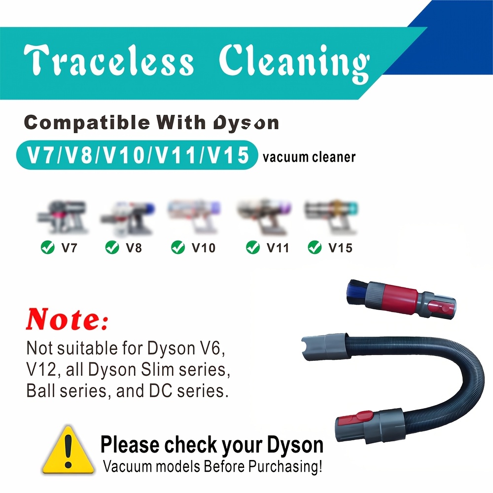 

1pc Mini Dust Brush And Flexible Hose Attachment Kit, -free, Compatible With Dyson V7/v8/v10/v11/v15 Vacuum Models, Handheld Cordless Vacuum Cleaner Accessory Set, Uncharged, Without Battery