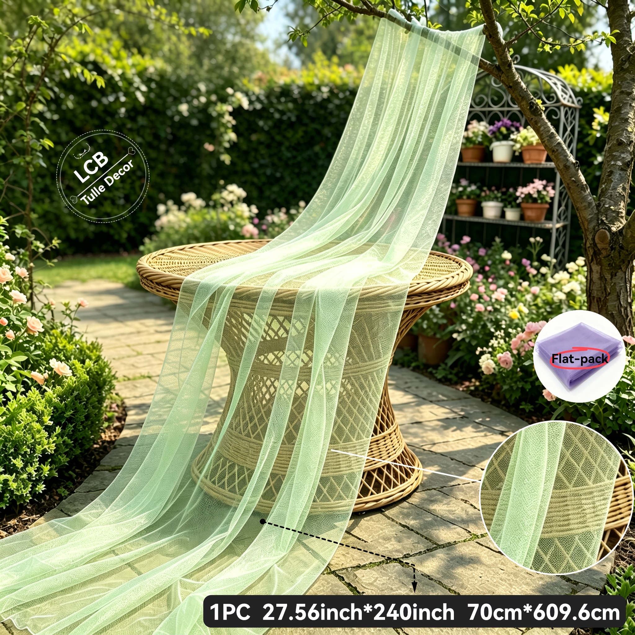 TEMU 1pc High-quality Mesh Tulle, Large Roll Multicolor, Delicate Soft Breathable Fluffy Durable, , Layered Effect Decor Tulle, Wedding Stage