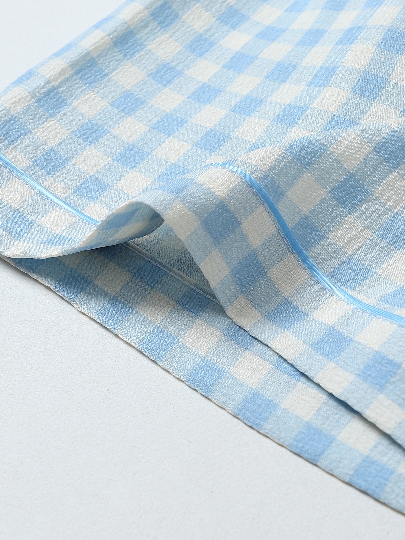 womens casual gingham pajama set short sleeve blouse with button up shorts with bow detail soft breathable fabric for spring summer relaxed fit casual wear gingham pattern short sleeve top gingham pajamas Product details 4