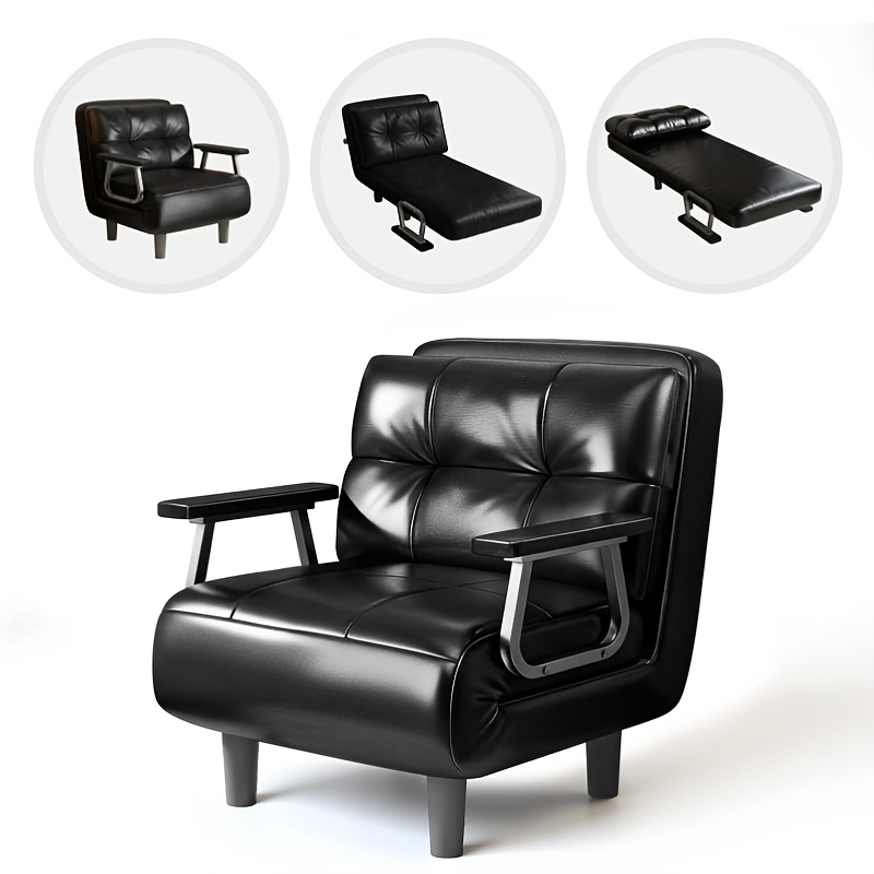 Comfortable Leather Armrest Sofa Bed | Dual-use Folding Frame, Memory Foam, Lightweight, Easy To Move And Clean, Suitable For Living Room, Multiple Colors