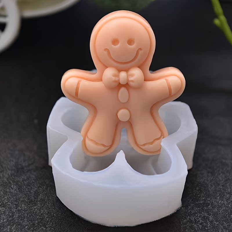 

Christmas Gingerbread Man Silicone Mold For Aromatherapy Candles, Diy Soap, Plaster Decor, Fondant Chocolate Baking - Bowtie Design Rectangle Silicone Mold For Holiday Crafting And Decor