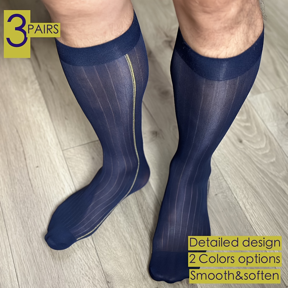 mens knee high dress socks Leg Fatigue or Swelling at Work? Men’s Knee-High Compression Socks Stockings 20-30mmHg High / L main image 1