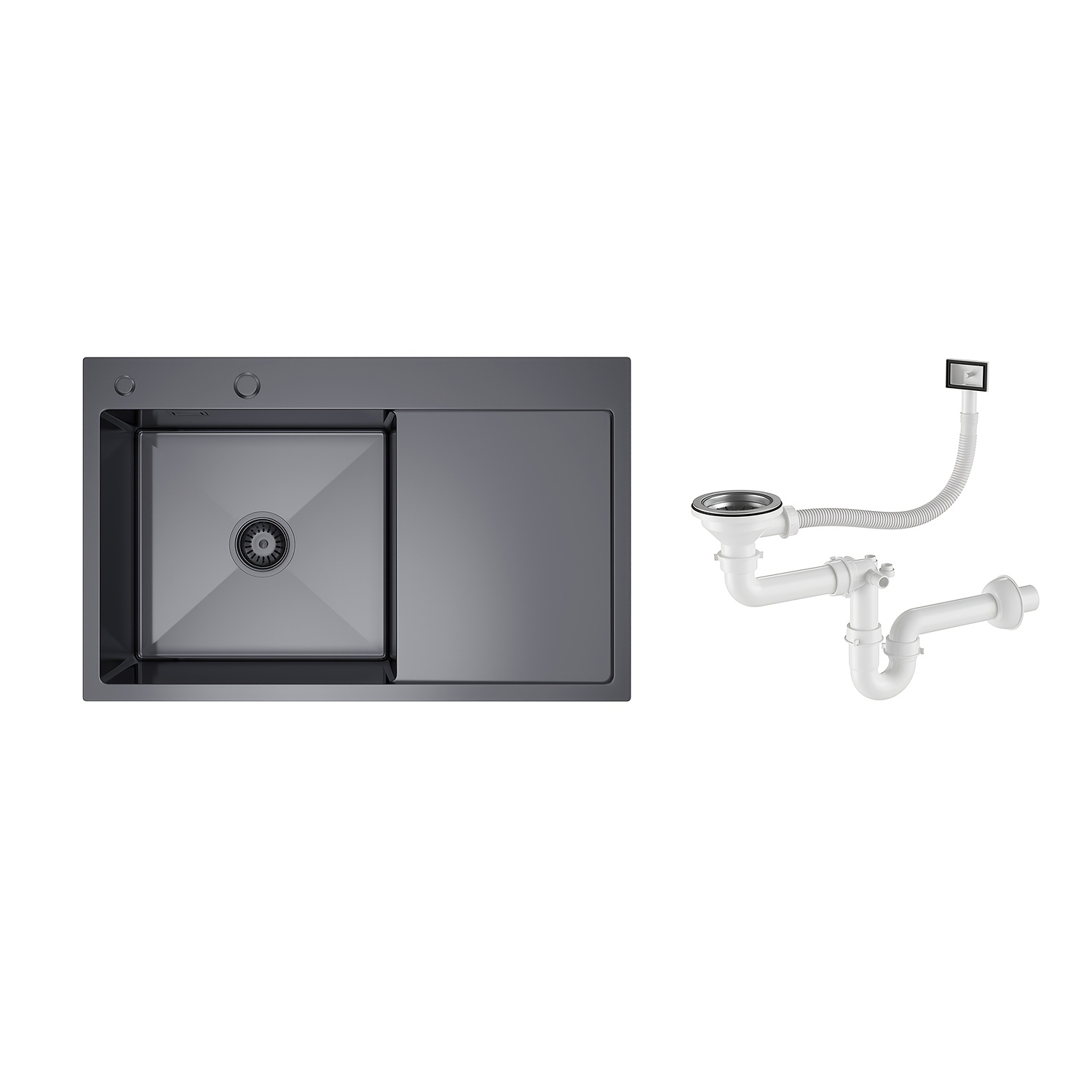 Image of Modern 31-inch & 31"/78cm Single Bowl Black Kitchen Sink - T304 Stainless Steel Top-mount Or Undermount Compatible Sink With & Drain Assembly, - For Families/ (insertion Type)