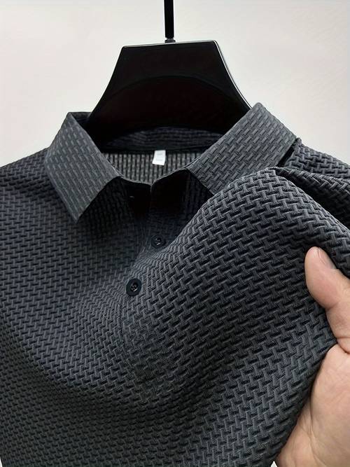 new breathable and cool mens short sleeve shirt high end business casual lapel t shirt solid color versatile top for men